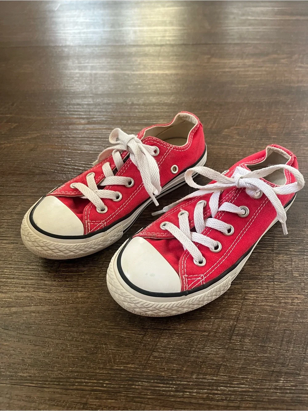 Converse Kids Red Canvas Low-Top Sneakers with White Laces